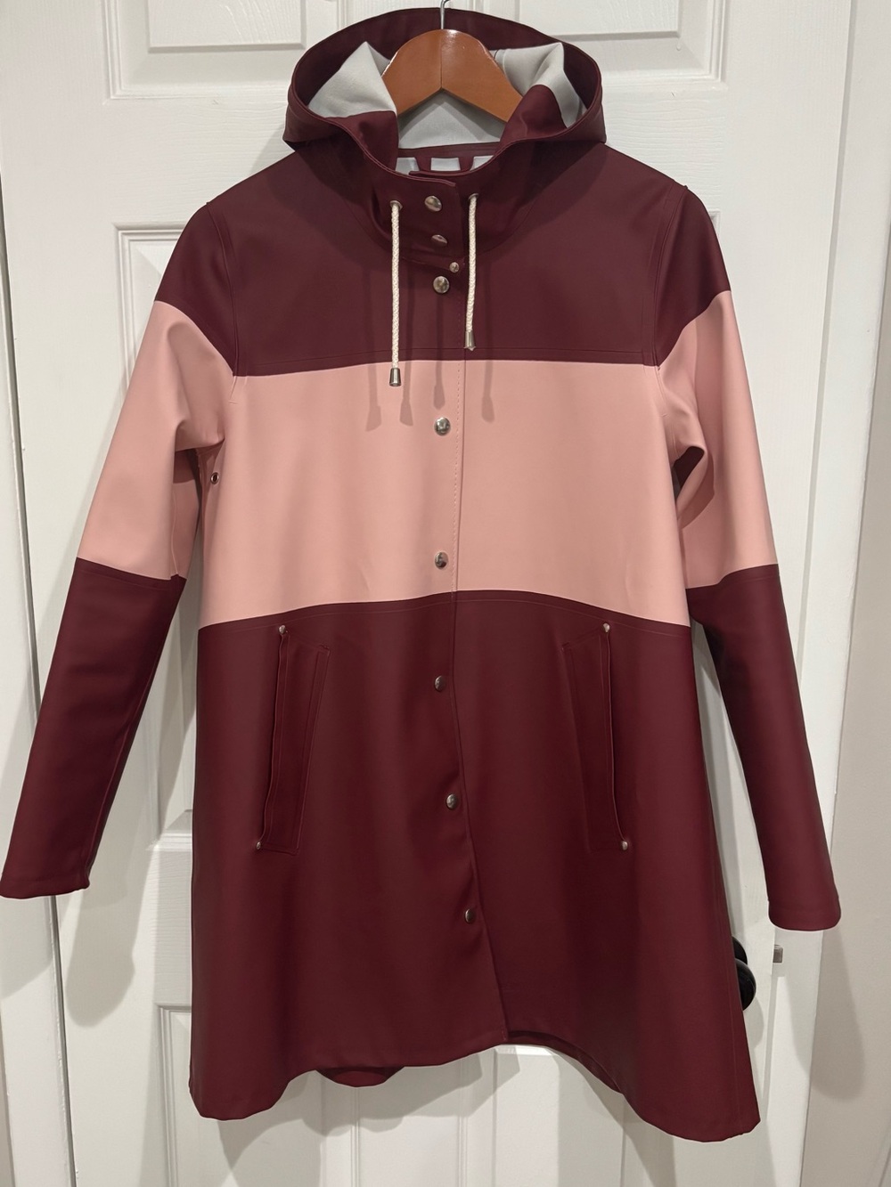 Stutterheim Burgundy and Light Pink XS Raincoat